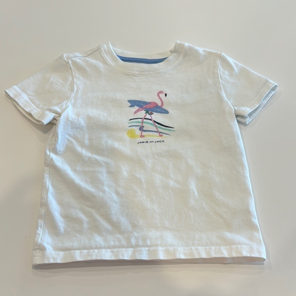 Janie and Jack White Flamingo Kids T Shirt